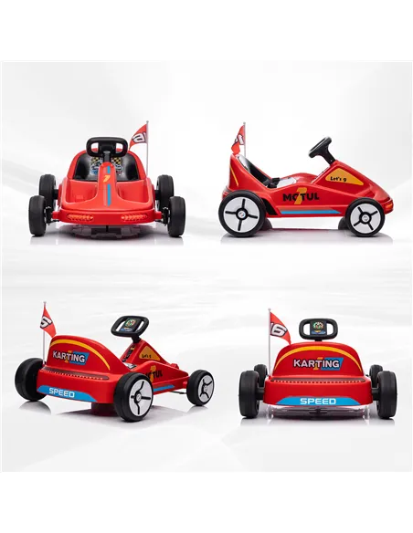 AIYAPLAY 6V Electric Go Kart for Kids with Music, Light, Horn, for 3-5 Years, Red