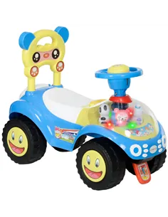 AIYAPLAY Foot to Floor oddler Ride on Toy w/ Music, Light, Horn, Under Seat Storage, Anti-Over-Backwards Device, Blue