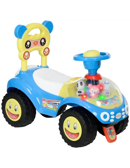 AIYAPLAY Foot to Floor oddler Ride on Toy w/ Music, Light, Horn, Under Seat Storage, Anti-Over-Backwards Device, Blue