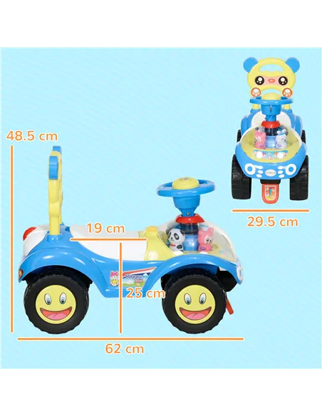 AIYAPLAY Foot to Floor oddler Ride on Toy w/ Music, Light, Horn, Under Seat Storage, Anti-Over-Backwards Device, Blue