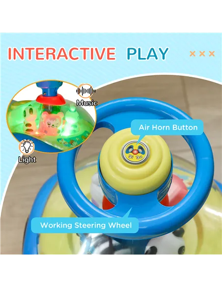 AIYAPLAY Foot to Floor oddler Ride on Toy w/ Music, Light, Horn, Under Seat Storage, Anti-Over-Backwards Device, Blue