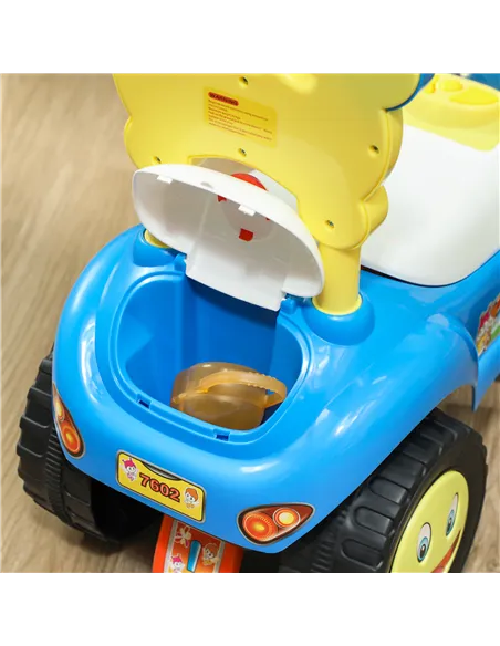 AIYAPLAY Foot to Floor oddler Ride on Toy w/ Music, Light, Horn, Under Seat Storage, Anti-Over-Backwards Device, Blue