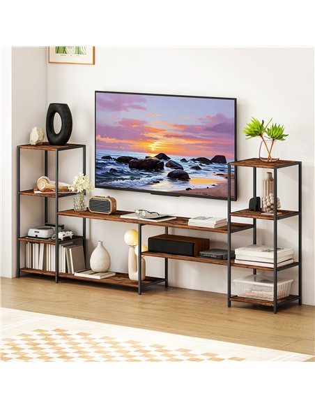 HOMCOM TV Unit for TVs up to 60 Inches, Industrial TV Stand with Storage Shelves, Entertainment Centre for Living Room, Bedroom