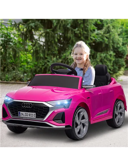 AIYAPLAY Audi Q8 e-tron Sportback Licensed 12V Ride on Car w/ Remote, 4 Spring Suspension Wheels, Headlights, Music, Horn - Pink