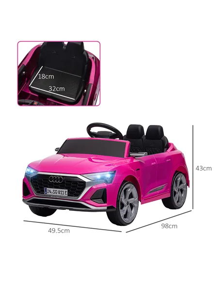AIYAPLAY Audi Q8 e-tron Sportback Licensed 12V Ride on Car w/ Remote, 4 Spring Suspension Wheels, Headlights, Music, Horn - Pink