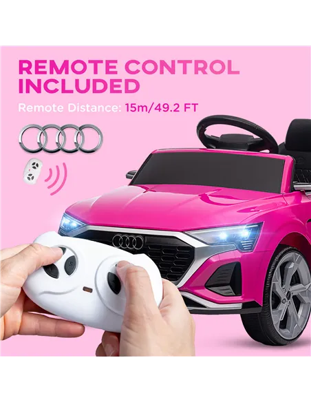 AIYAPLAY Audi Q8 e-tron Sportback Licensed 12V Ride on Car w/ Remote, 4 Spring Suspension Wheels, Headlights, Music, Horn - Pink