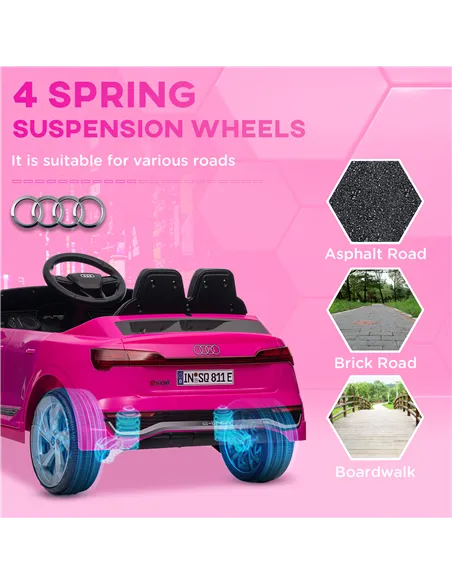 AIYAPLAY Audi Q8 e-tron Sportback Licensed 12V Ride on Car w/ Remote, 4 Spring Suspension Wheels, Headlights, Music, Horn - Pink