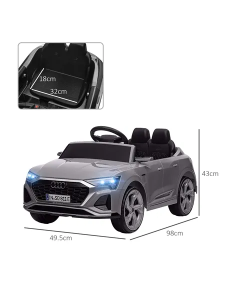 AIYAPLAY Audi Q8 e-tron Sportback Licensed 12V Ride on Car w/ Remote, 4 Spring Suspension Wheels, Headlights, Music, Horn - Grey