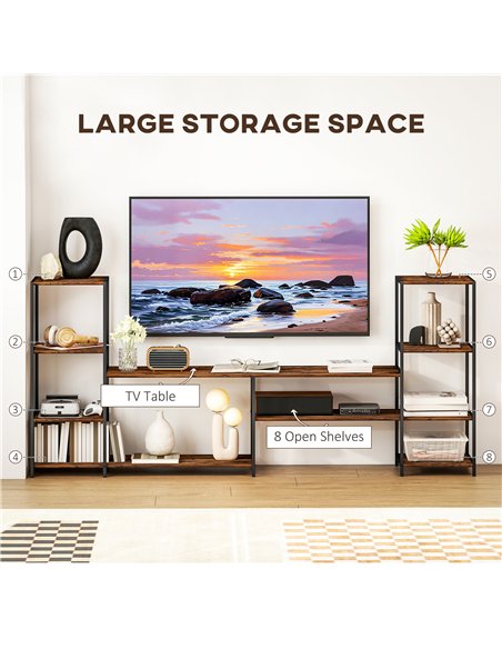 HOMCOM TV Unit for TVs up to 60 Inches, Industrial TV Stand with Storage Shelves, Entertainment Centre for Living Room, Bedroom