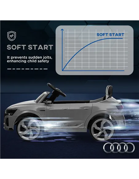 AIYAPLAY Audi Q8 e-tron Sportback Licensed 12V Ride on Car w/ Remote, 4 Spring Suspension Wheels, Headlights, Music, Horn - Grey