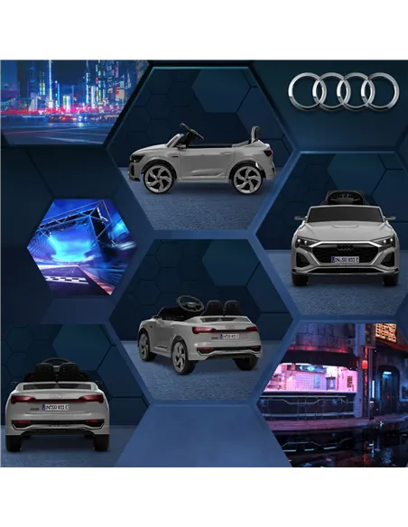 AIYAPLAY Audi Q8 e-tron Sportback Licensed 12V Ride on Car w/ Remote, 4 Spring Suspension Wheels, Headlights, Music, Horn - Grey