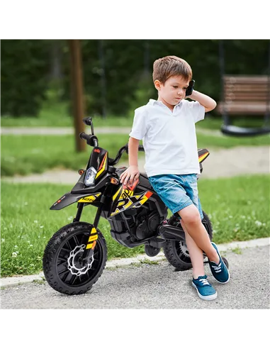 AIYAPLAY 12V Aprilia Licensed Kids Motorbike with Training Wheels, Spring Suspension, LED Headlight, USB, Music, Yellow/black