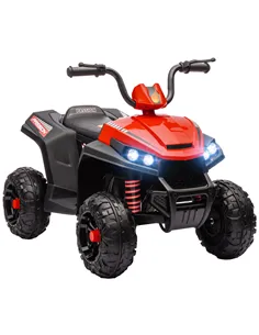 AIYAPLAY 12V Kids Electric Quad Bike w/ Spring Suspension System, Forward, Backward, LED Light, Music, MP3, Red