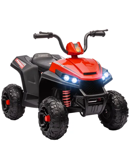 AIYAPLAY 12V Kids Electric Quad Bike w/ Spring Suspension System, Forward, Backward, LED Light, Music, MP3, Red