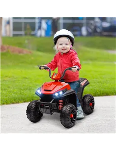 AIYAPLAY 12V Kids Electric Quad Bike w/ Spring Suspension System, Forward, Backward, LED Light, Music, MP3, Red 2