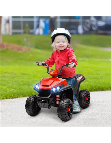 AIYAPLAY 12V Kids Electric Quad Bike w/ Spring Suspension System, Forward, Backward, LED Light, Music, MP3, Red