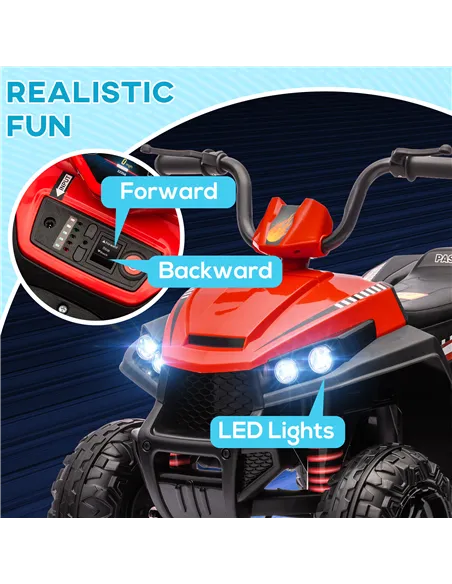 AIYAPLAY 12V Kids Electric Quad Bike w/ Spring Suspension System, Forward, Backward, LED Light, Music, MP3, Red