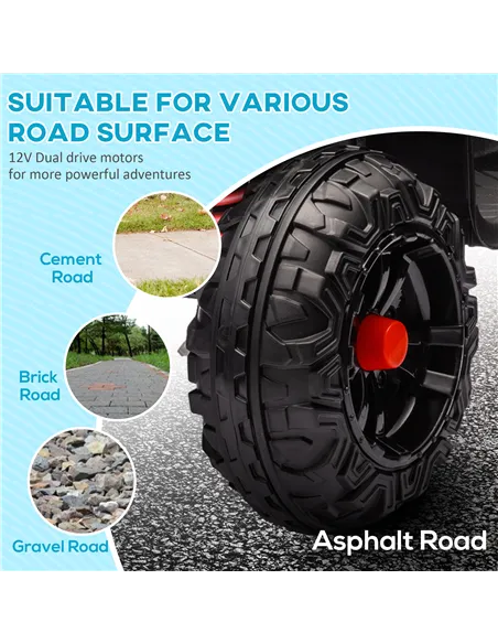 AIYAPLAY 12V Kids Electric Quad Bike w/ Spring Suspension System, Forward, Backward, LED Light, Music, MP3, Red