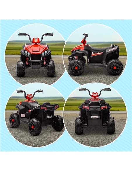 AIYAPLAY 12V Kids Electric Quad Bike w/ Spring Suspension System, Forward, Backward, LED Light, Music, MP3, Red