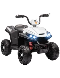 AIYAPLAY 12V Kids Electric Quad Bike w/ Spring Suspension System, Forward, Backward, LED Light, Music, MP3, White