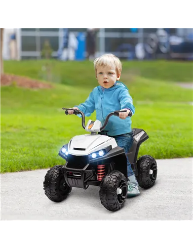 AIYAPLAY 12V Kids Electric Quad Bike w/ Spring Suspension System, Forward, Backward, LED Light, Music, MP3, White