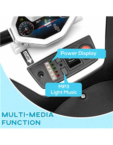 AIYAPLAY 12V Kids Electric Quad Bike w/ Spring Suspension System, Forward, Backward, LED Light, Music, MP3, White