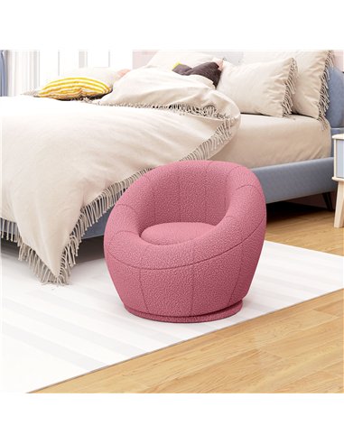 HOMCOM Modern Accent Chair, Swivel Upholstered Armchair for Living Room, Bedroom, Home Office, Pink
