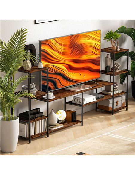 HOMCOM TV Unit for TVs up to 60 Inches, Industrial TV Stand with Storage Shelves, Entertainment Centre for Living Room, Bedroom