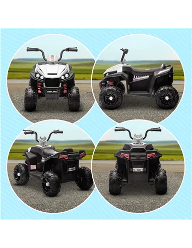 AIYAPLAY 12V Kids Electric Quad Bike w/ Spring Suspension System, Forward, Backward, LED Light, Music, MP3, White