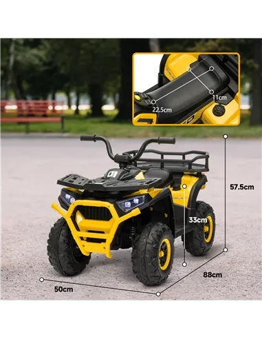 AIYAPLAY 12V Kids Electric Ride on ATV, Battery-Powered Quad Bike w/ Spring Suspension, Forward Backward, Storage Basket, Yellow