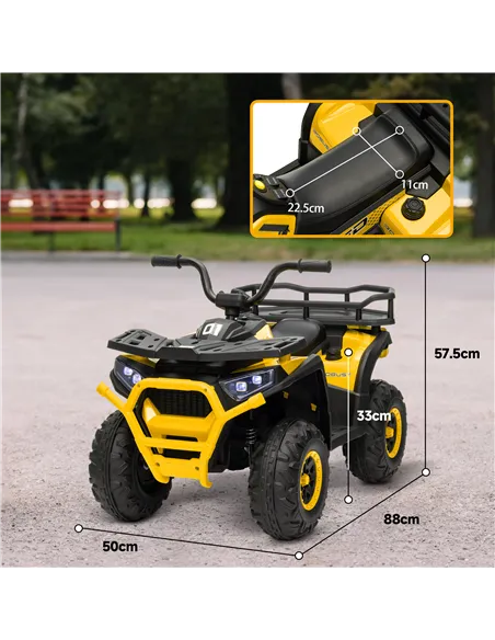 AIYAPLAY 12V Kids Electric Ride on ATV, Battery-Powered Quad Bike w/ Spring Suspension, Forward Backward, Storage Basket, Yellow
