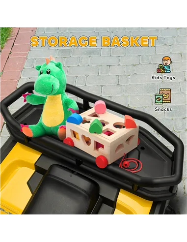 AIYAPLAY 12V Kids Electric Ride on ATV, Battery-Powered Quad Bike w/ Spring Suspension, Forward Backward, Storage Basket, Yellow