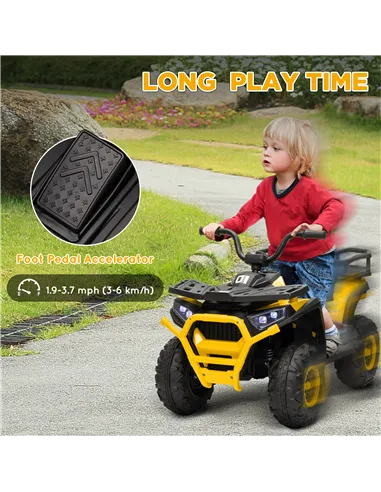 AIYAPLAY 12V Kids Electric Ride on ATV, Battery-Powered Quad Bike w/ Spring Suspension, Forward Backward, Storage Basket, Yellow