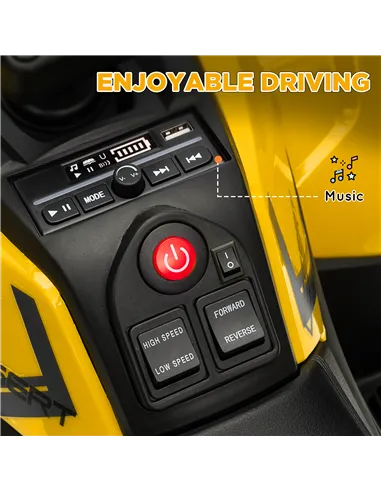 AIYAPLAY 12V Kids Electric Ride on ATV, Battery-Powered Quad Bike w/ Spring Suspension, Forward Backward, Storage Basket, Yellow