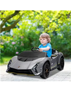AIYAPLAY 12V Lamborghini Autentica Licensed Kids Electric Car with Remote Control, 4 Suspension Wheels, Soft Start, Grey 2