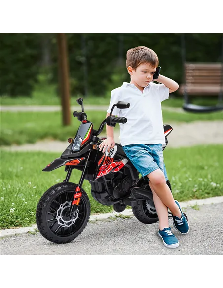 AIYAPLAY 12V Aprilia Licensed Kids Motorbike with Training Wheels, Spring Suspension, LED Headlight, USB, Music, Red/Black