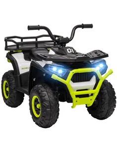 AIYAPLAY 12V Kids Electric Ride on ATV, Battery-Powered Quad Bike w/ Spring Suspension, Forward Backward, Storage Basket, Green