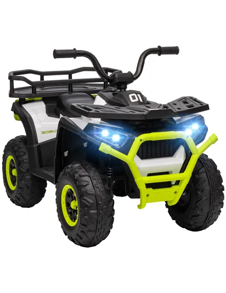 AIYAPLAY 12V Kids Electric Ride on ATV, Battery-Powered Quad Bike w/ Spring Suspension, Forward Backward, Storage Basket, Green