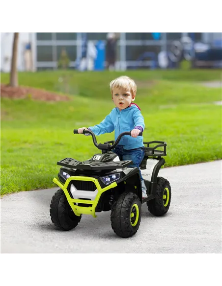 AIYAPLAY 12V Kids Electric Ride on ATV, Battery-Powered Quad Bike w/ Spring Suspension, Forward Backward, Storage Basket, Green
