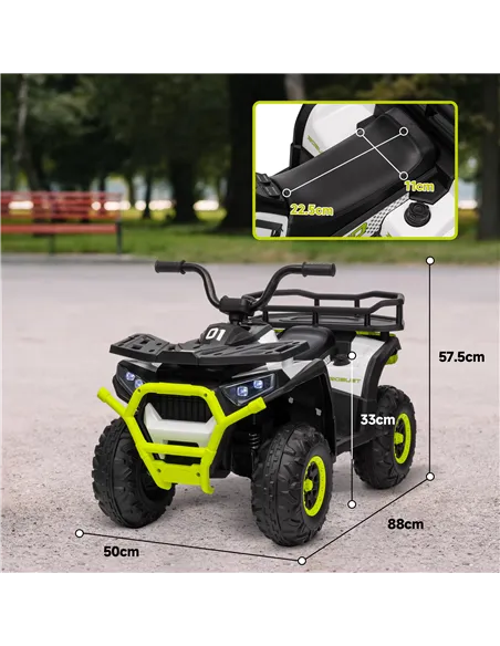 AIYAPLAY 12V Kids Electric Ride on ATV, Battery-Powered Quad Bike w/ Spring Suspension, Forward Backward, Storage Basket, Green