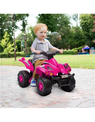 AIYAPLAY 6V Kids Electric Quad Bike w/ Music, Forward Function, for 2-6 Years, Pink