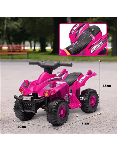 AIYAPLAY 6V Kids Electric Quad Bike w/ Music, Forward Function, for 2-6 Years, Pink