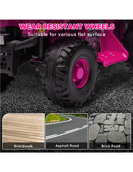 AIYAPLAY 6V Kids Electric Quad Bike w/ Music, Forward Function, for 2-6 Years, Pink