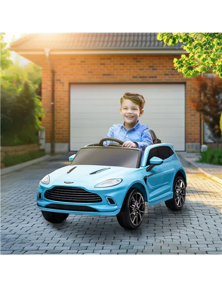 AIYAPLAY Aston Martin DBX Licensed Battery Powered Kids Electric Car, 12V Kids Ride on Car w/ Lights, Music Horn, Blue