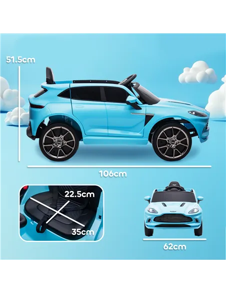 AIYAPLAY Aston Martin DBX Licensed Battery Powered Kids Electric Car, 12V Kids Ride on Car w/ Lights, Music Horn, Blue