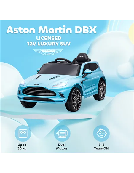 AIYAPLAY Aston Martin DBX Licensed Battery Powered Kids Electric Car, 12V Kids Ride on Car w/ Lights, Music Horn, Blue