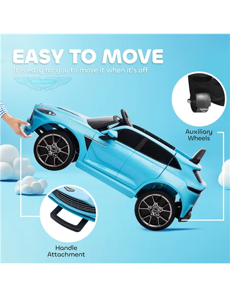 AIYAPLAY Aston Martin DBX Licensed Battery Powered Kids Electric Car, 12V Kids Ride on Car w/ Lights, Music Horn, Blue