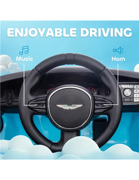 AIYAPLAY Aston Martin DBX Licensed Battery Powered Kids Electric Car, 12V Kids Ride on Car w/ Lights, Music Horn, Blue