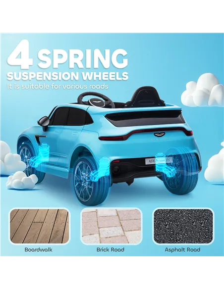 AIYAPLAY Aston Martin DBX Licensed Battery Powered Kids Electric Car, 12V Kids Ride on Car w/ Lights, Music Horn, Blue