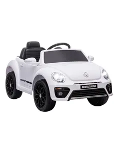 AIYAPLAY Volkswagen Beetle Licensed 12V Ride on Car w/ Remote Control, Suspension Wheels, Soft Start, Lights, Music, White